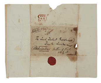 DICKENS, CHARLES. Autograph Letter Signed, twice (in the third person within the text and on address panel), to Lord Robert Grosvenor,